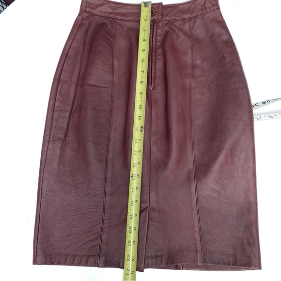 Vintage Brown Leather Pencil Skirt 6 - Picture 4 of 13